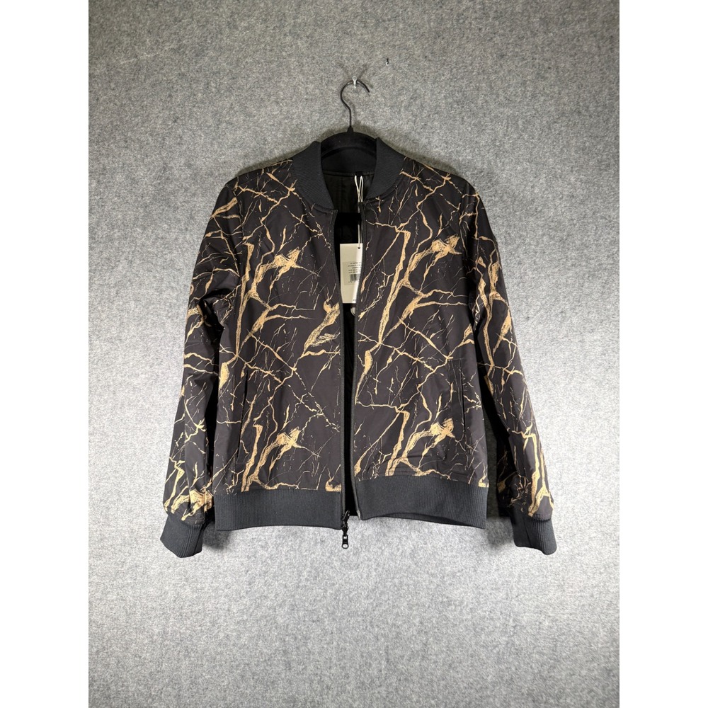 AlphaTauri Reversible‎ BomberJacket Black Gold Marble Print Primaloft Women's M